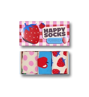 Gift Set Happy Socks 3-Pack Fruits & Berries Blanche | MUS-6234870