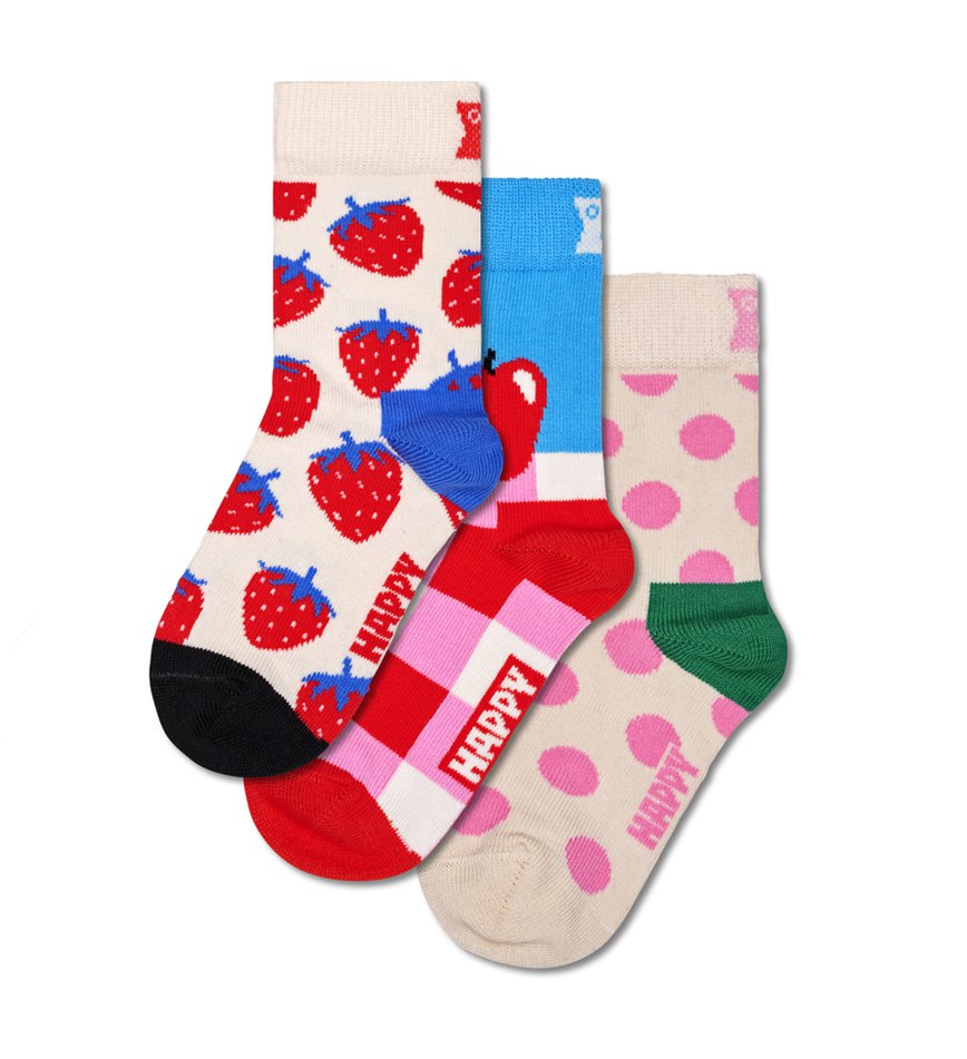 Gift Set Happy Socks 3-Pack Fruits & Berries Blanche | MUS-6234870