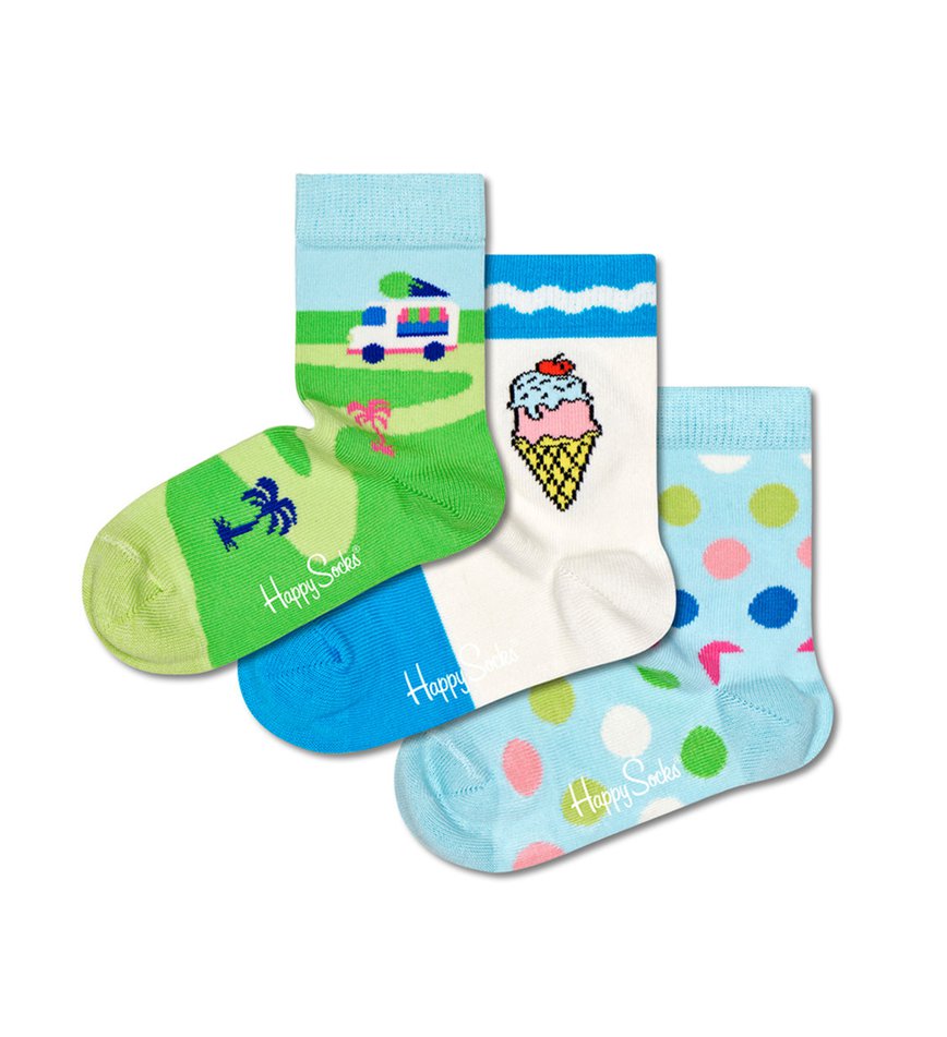 Gift Set Happy Socks 3-Pack Ice Cream Blanche | SXG-7092139