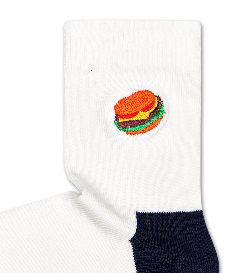 Chaussette Happy Socks Hamburger Embroidery | UAK-9199957