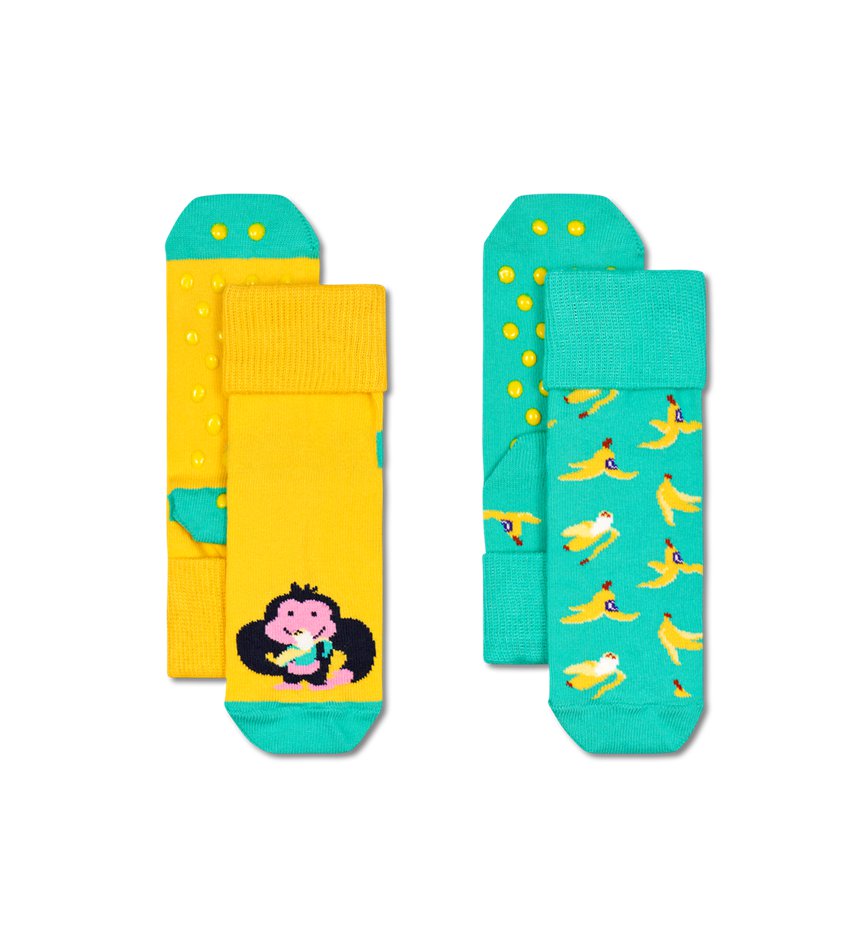 Chaussette Happy Socks 2-Pack Monkey & Banana Anti Slip | XAR-7585043