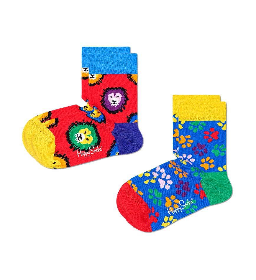 Chaussette Happy Socks Lion & Paw 2-Pack Kids | RMI-4794833