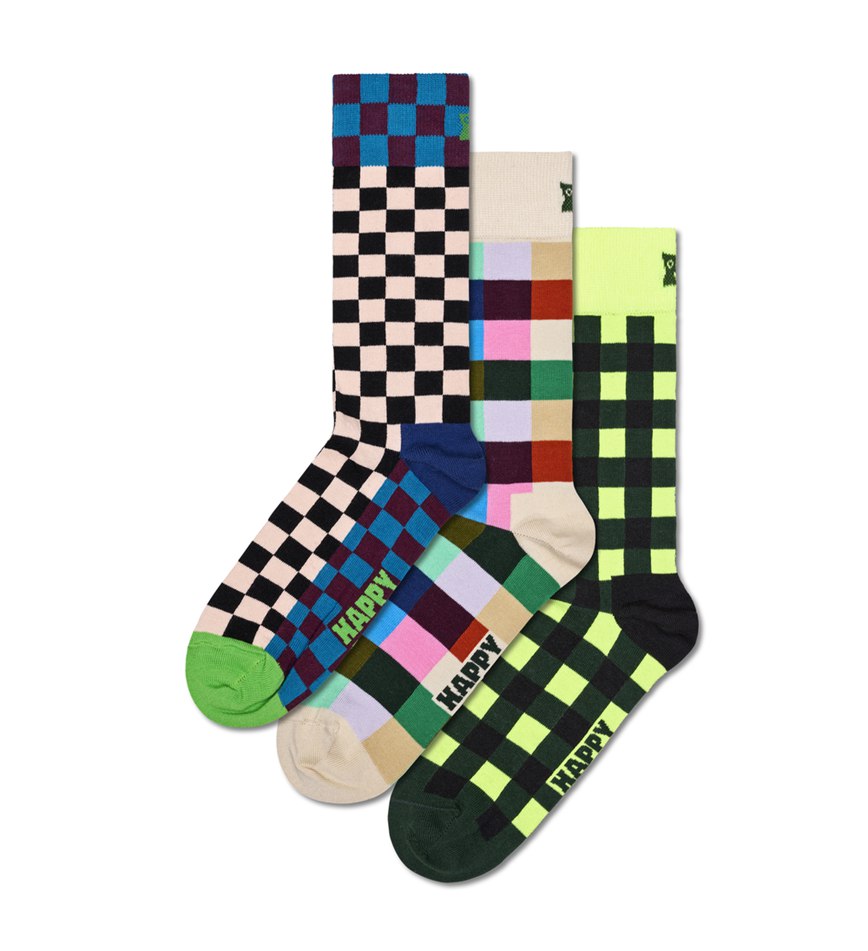 Gift Set Happy Socks 3-Pack Check It Out Socks | AZA-2038470