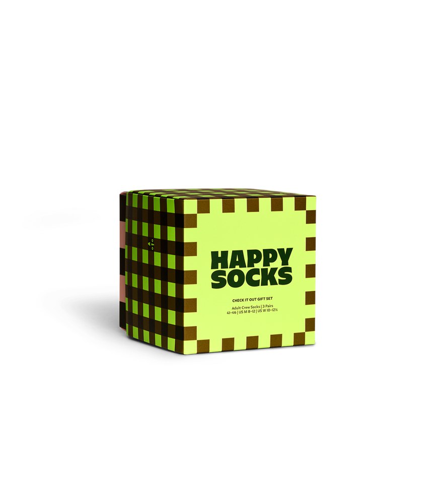 Gift Set Happy Socks 3-Pack Check It Out Socks | AZA-2038470