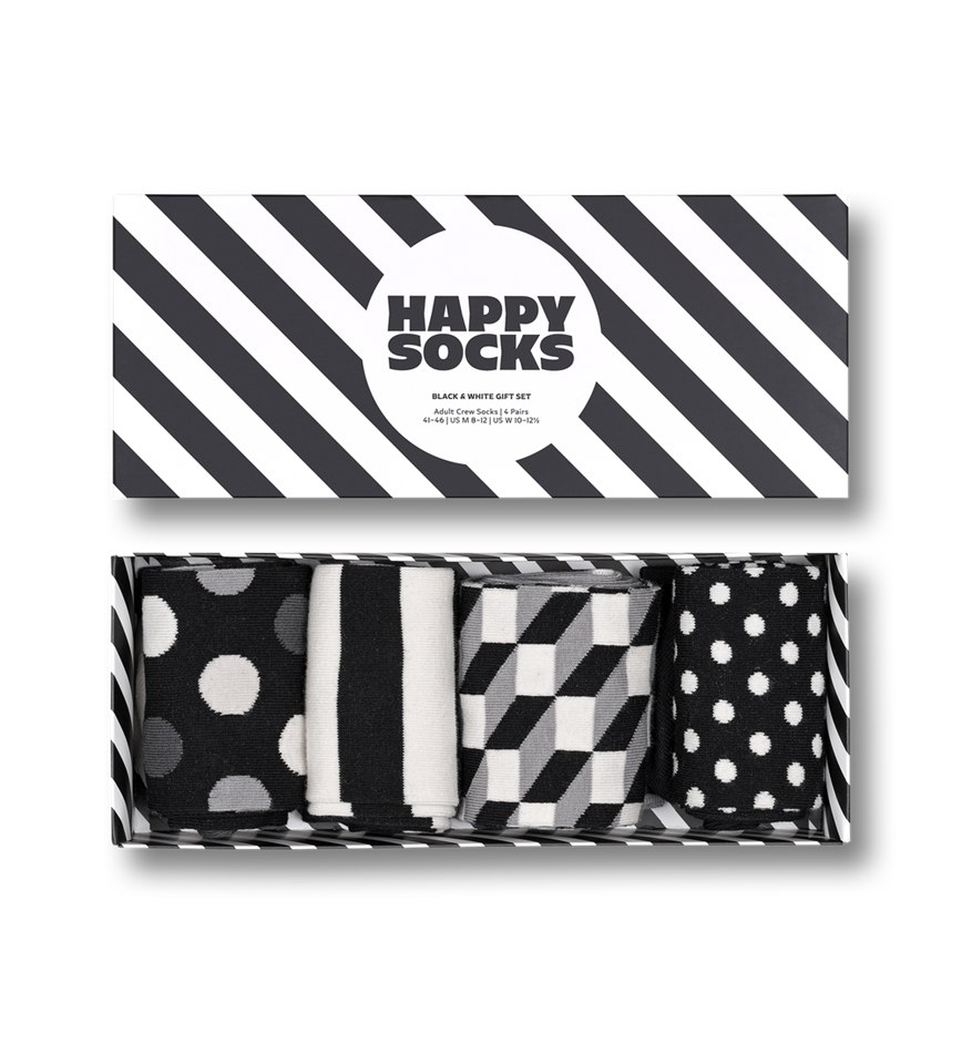 Gift Set Happy Socks 4-Pack Classic Black & White Socks | BTK-6155744