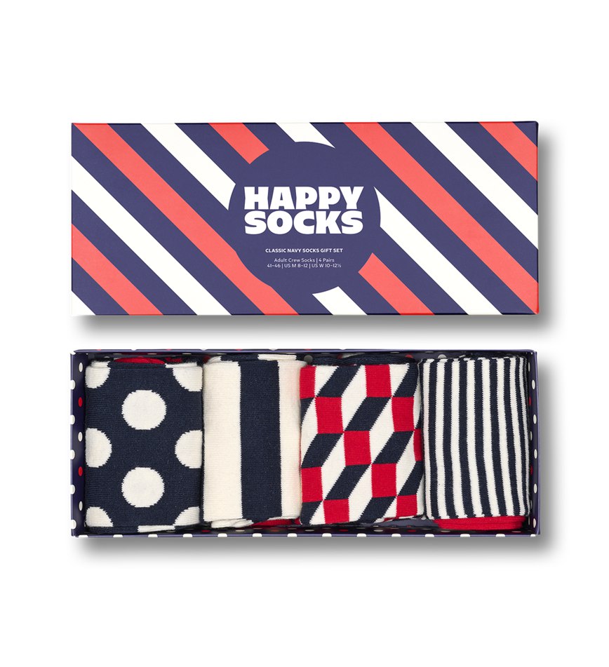 Gift Set Happy Socks 4-Pack Classic Navy Socks | AIK-5591963