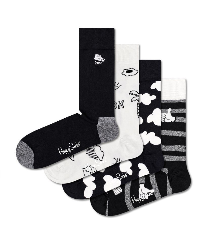 Gift Set Happy Socks 4-Pack Black & White Socks | KFN-6844548