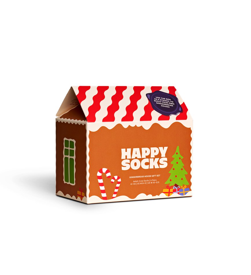 Gift Set Happy Socks 4-Pack Gingerbread House Socks | BQJ-5592925