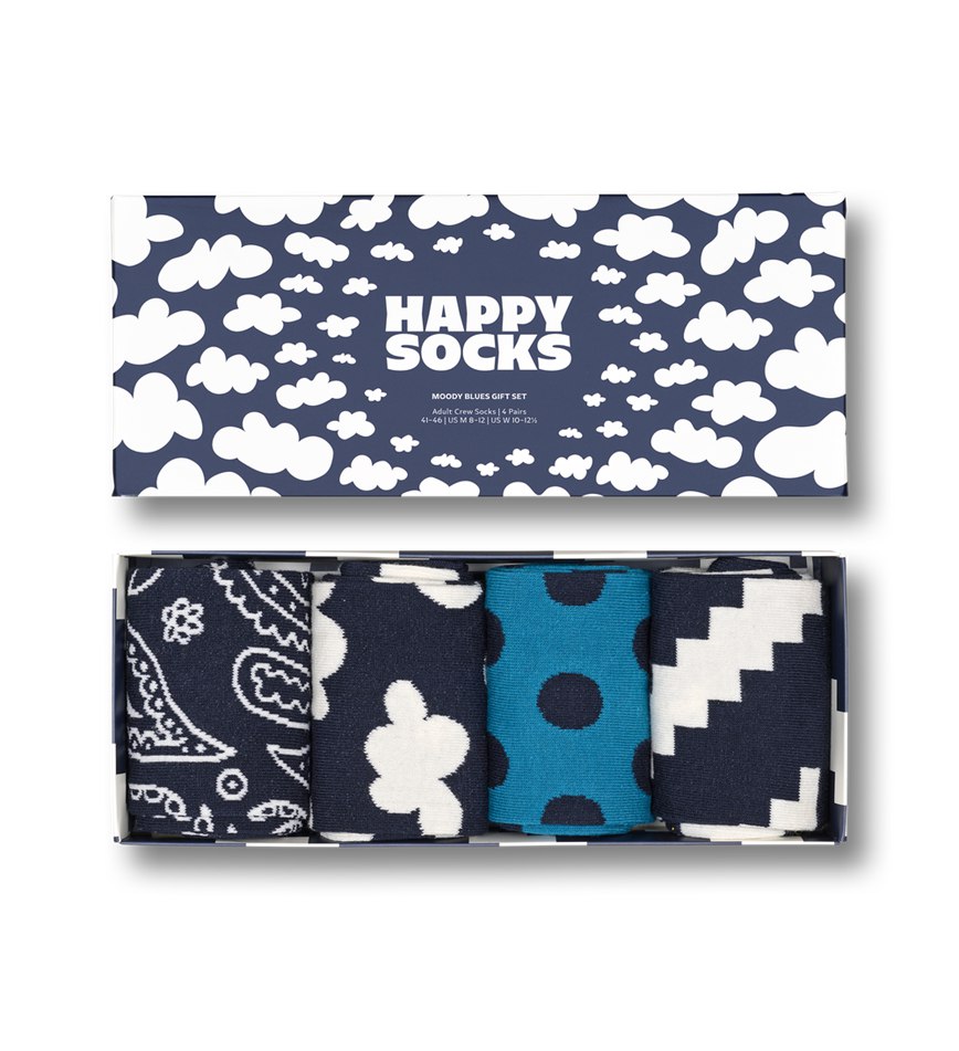 Gift Set Happy Socks 4-Pack Moody Blues Socks | LWL-1289602