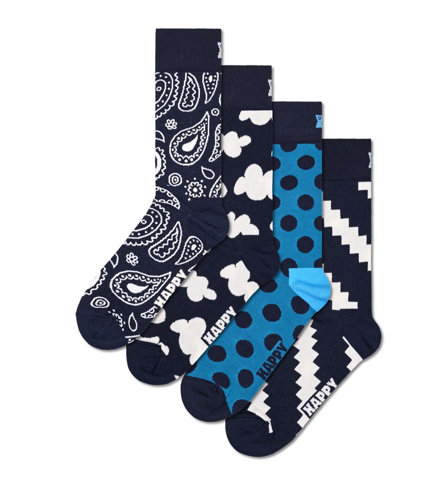 Gift Set Happy Socks 4-Pack Moody Blues Socks | LWL-1289602