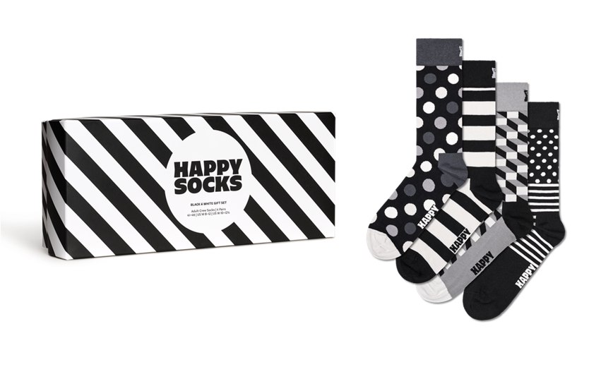 Gift Set Happy Socks 4-Pack Classic Black & White Socks | BTK-6155744