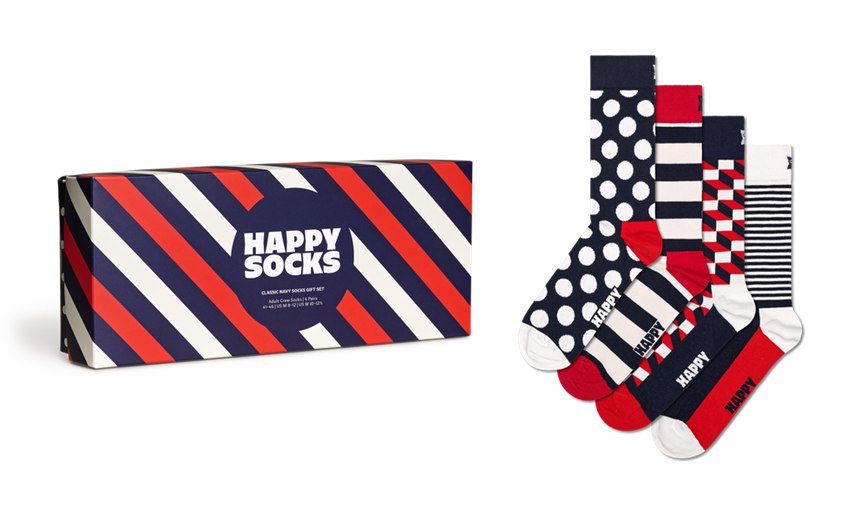 Gift Set Happy Socks 4-Pack Classic Navy Socks | AIK-5591963