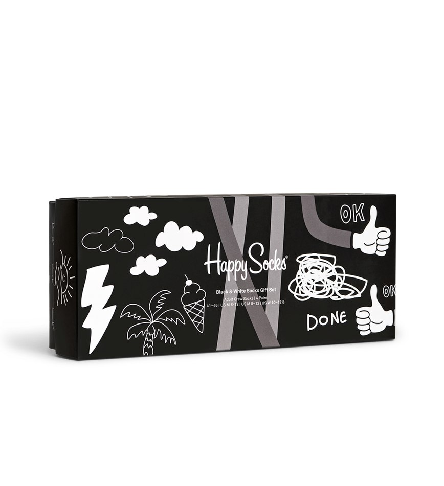 Gift Set Happy Socks 4-Pack Black & White Socks | KFN-6844548