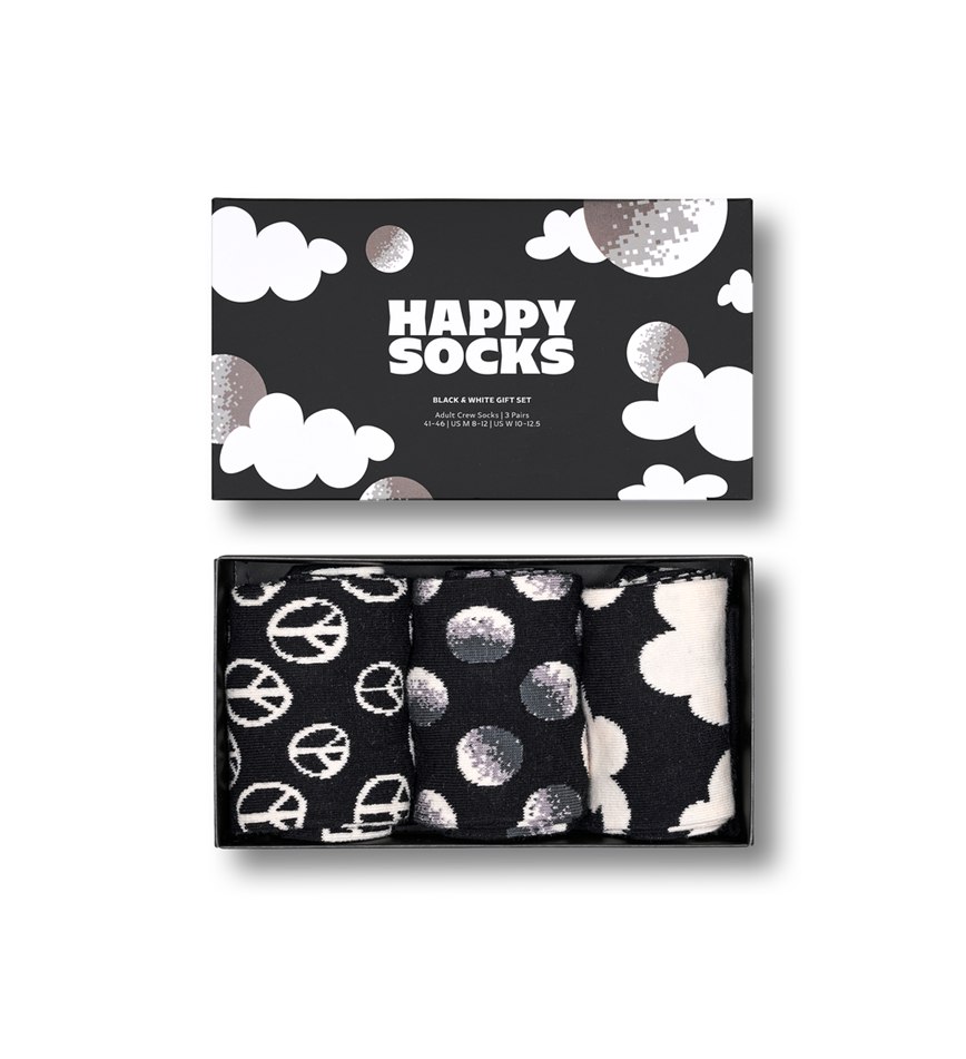 Gift Set Happy Socks 3-Pack Black And White Socks | NLR-8637400