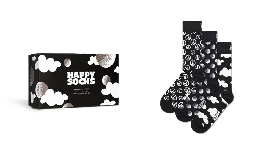 Gift Set Happy Socks 3-Pack Black And White Socks | NLR-8637400