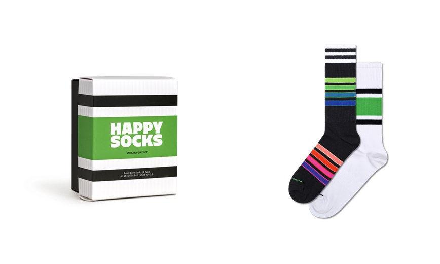 Gift Set Happy Socks 2-Pack Stripe Sneaker Socks | COM-7022545