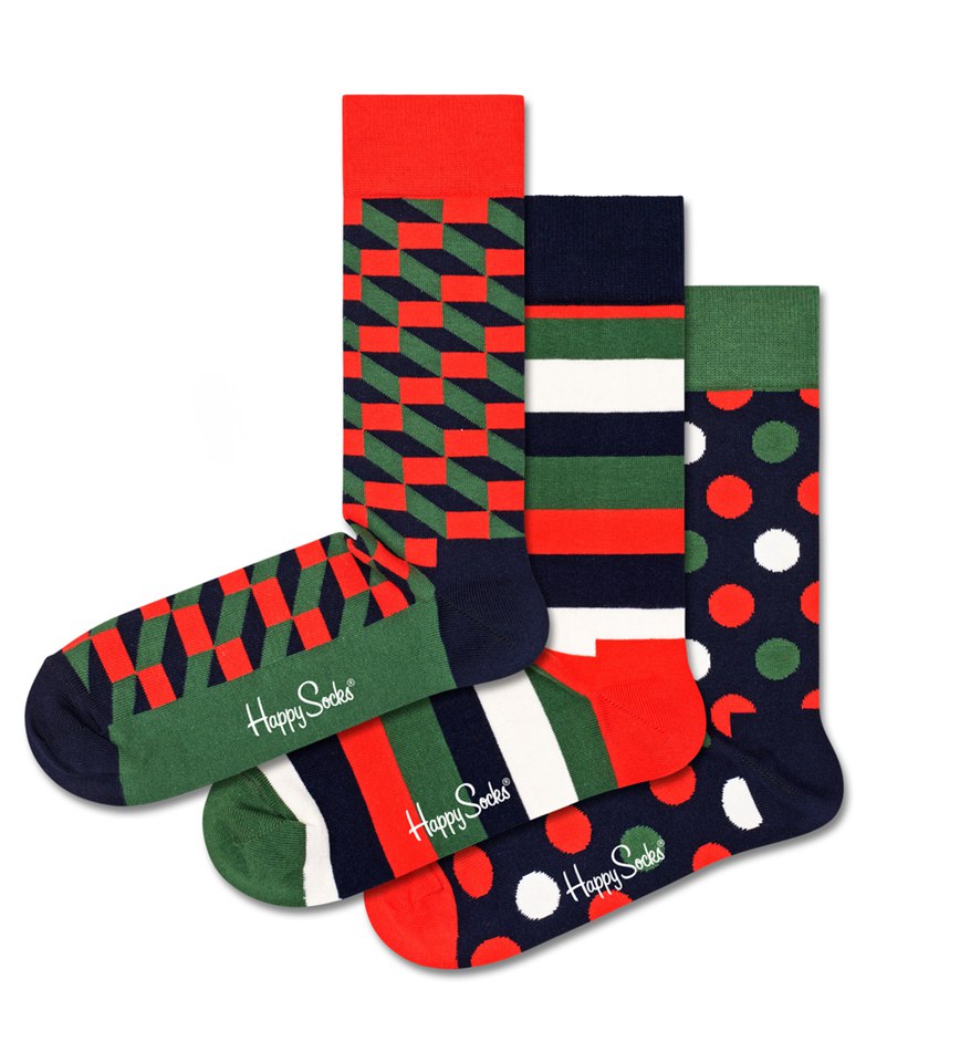 Gift Set Happy Socks 3-Pack Classic Holiday Socks | TDV-7573734