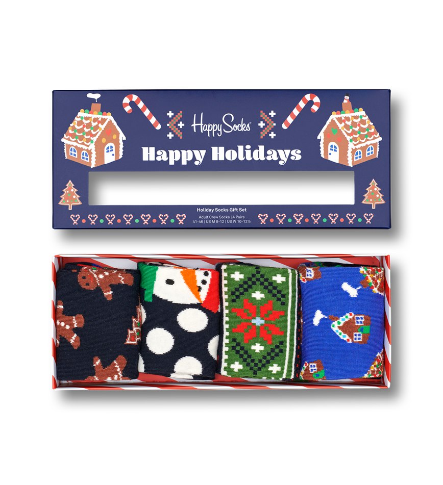 Gift Set Happy Socks 4-Pack Gingerbread Cookies Socks | TQZ-7884413