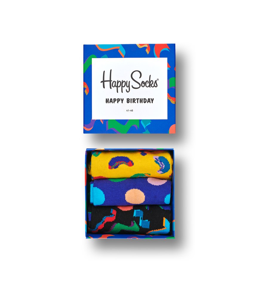 Gift Set Happy Socks 3-Pack Happy Birthday | KUZ-3810400