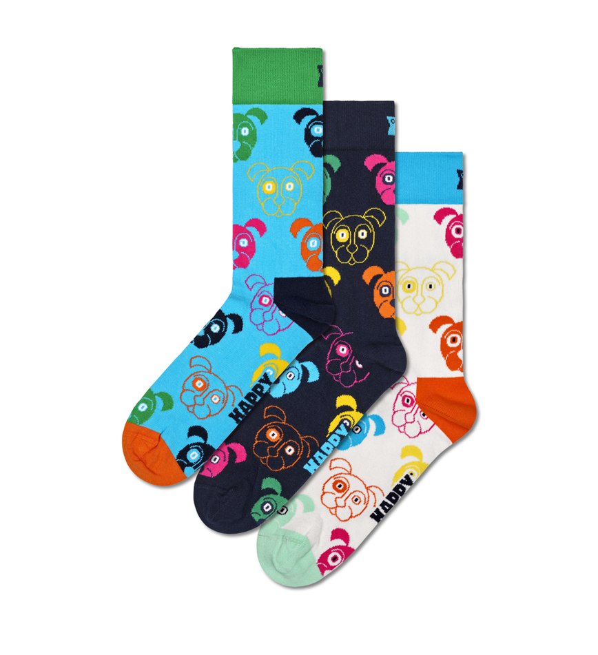 Gift Set Happy Socks 3-Pack Mixed Dog Socks | VYV-6140898