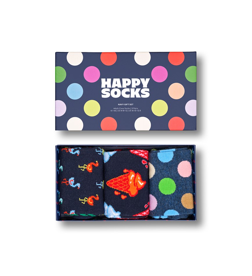 Gift Set Happy Socks 3-Pack Navy Socks | UXH-5441383