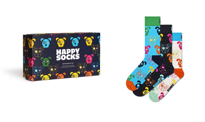 Gift Set Happy Socks 3-Pack Mixed Dog Socks | VYV-6140898