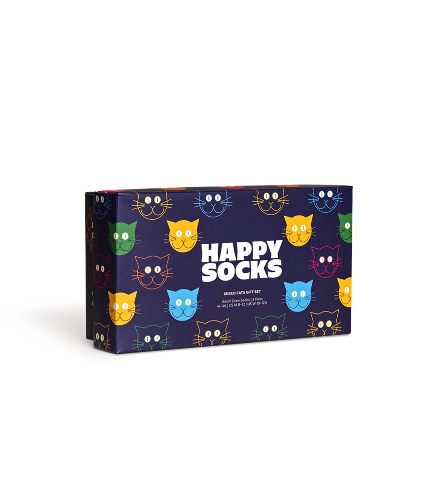 Gift Set Happy Socks 3-Pack Mixed Cat Socks | IAJ-6196475