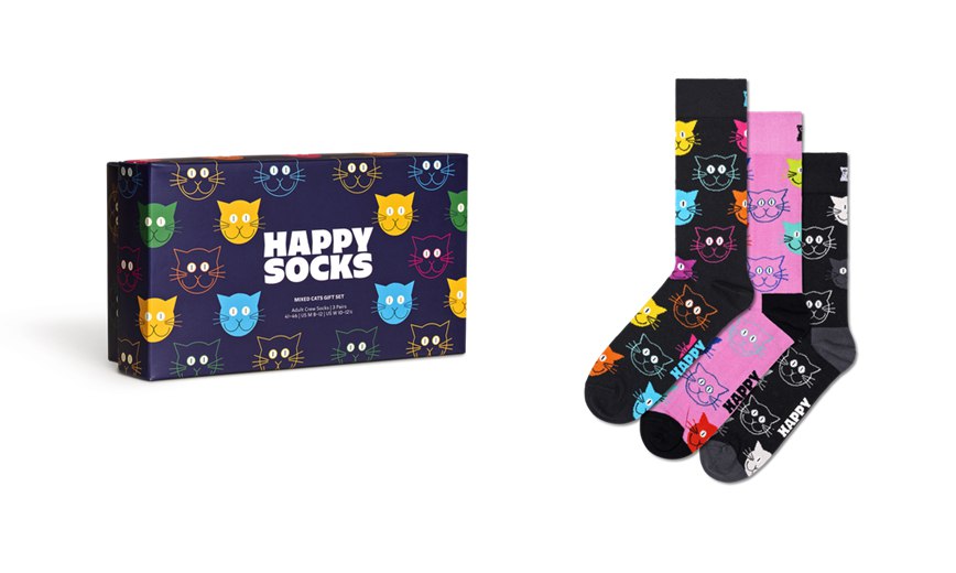 Gift Set Happy Socks 3-Pack Mixed Cat Socks | IAJ-6196475