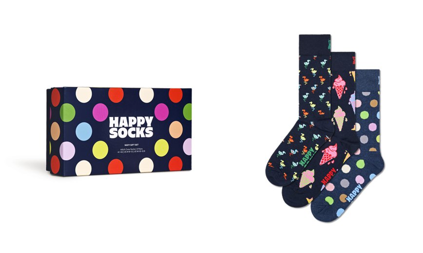 Gift Set Happy Socks 3-Pack Navy Socks | UXH-5441383