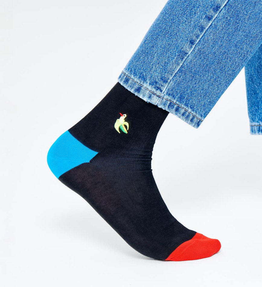 Chaussette Happy Socks Embroidery Banana Bird1/2 Crew | SRJ-0248238