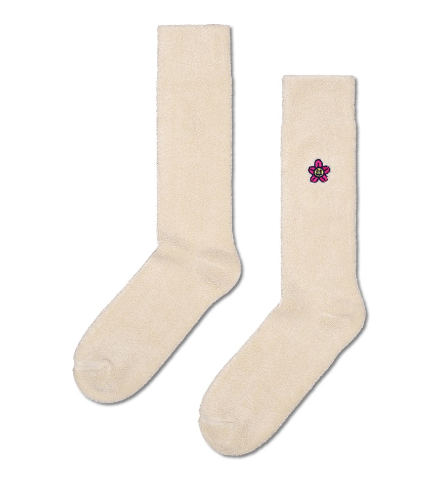 Chaussette Happy Socks Embroidered Flower Crew | SOY-4025152