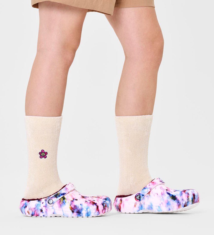 Chaussette Happy Socks Embroidered Flower Crew | SOY-4025152