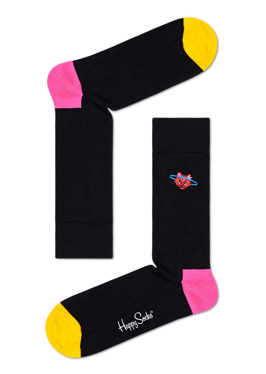 Chaussette Happy Socks Embroidery Space Cat Crew | OPD-9054101