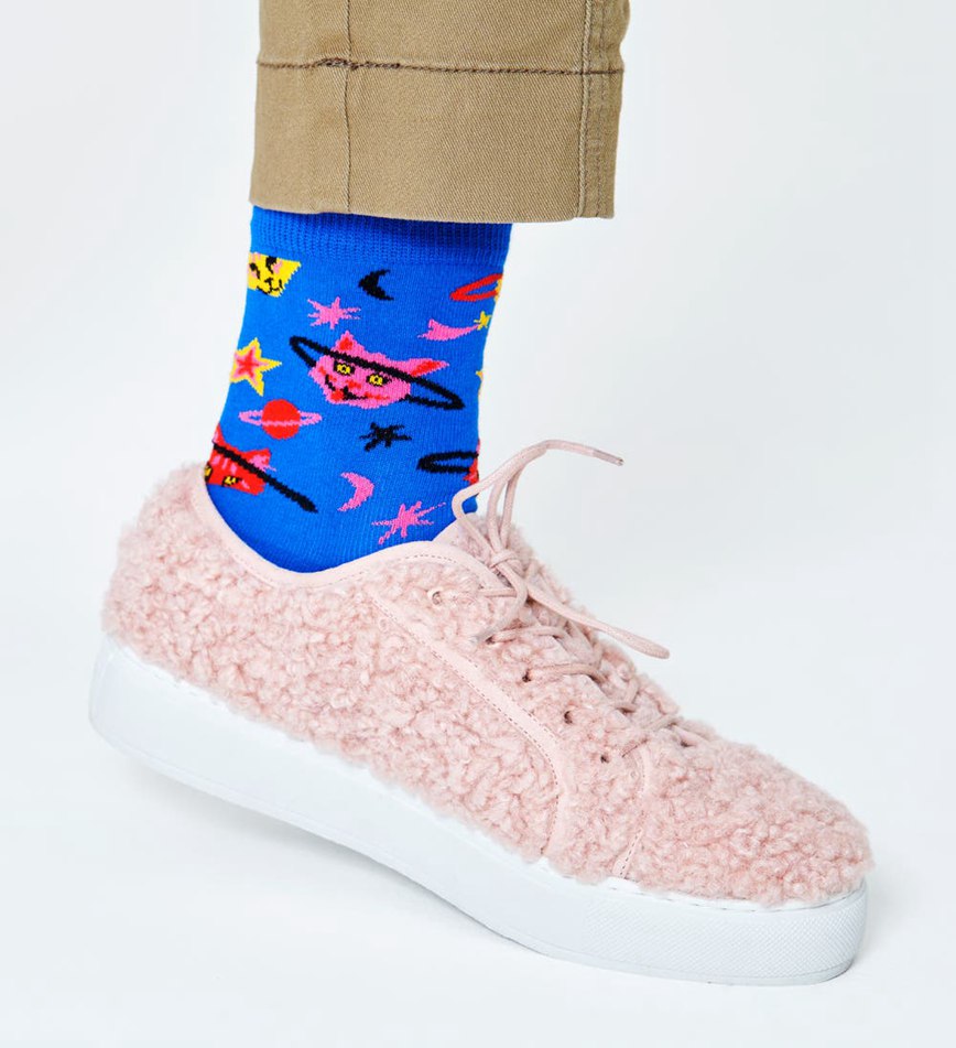 Chaussette Happy Socks Space Cat 1/2 Crew | XGE-8441959