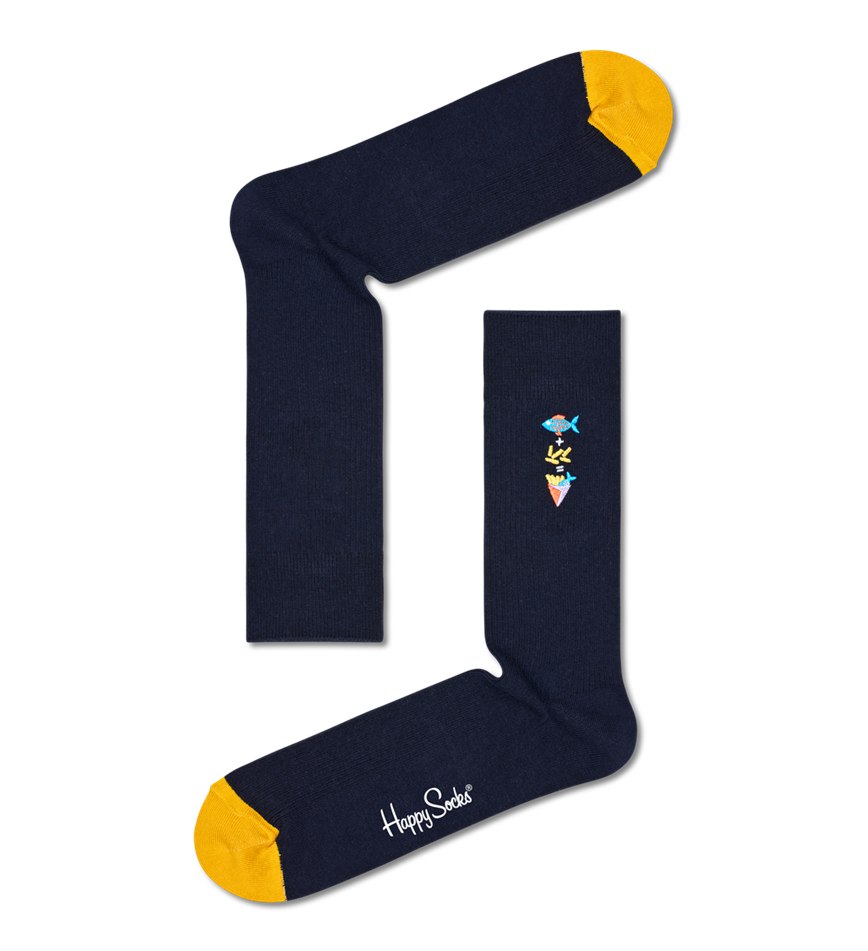 Chaussette Happy Socks Ribbed Embroidery Fish n Chips | OYO-8009705