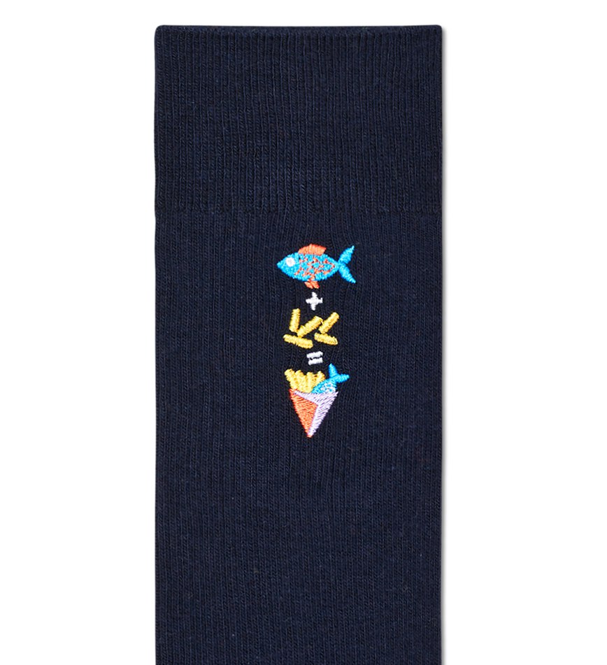 Chaussette Happy Socks Ribbed Embroidery Fish n Chips | OYO-8009705