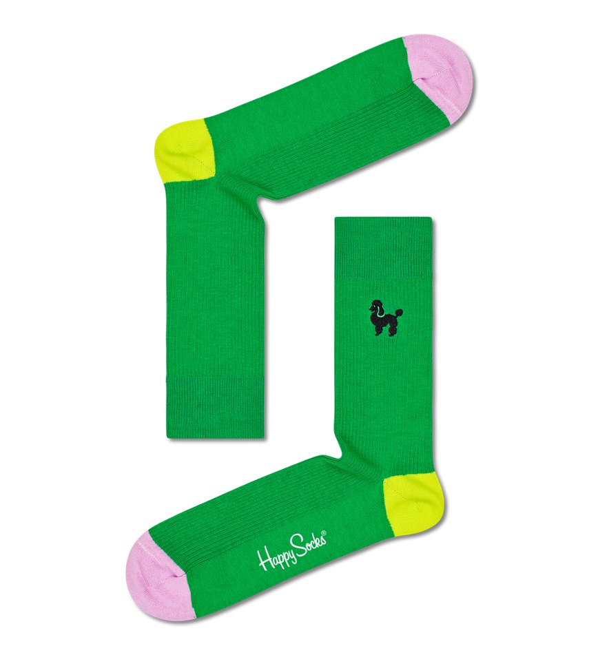 Chaussette Happy Socks Ribbed Embroidery Poodle | JCV-7575619