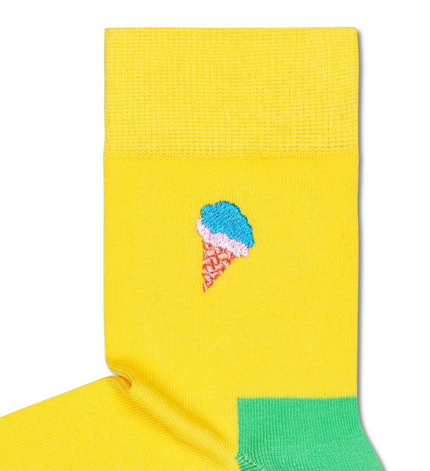 Chaussette Happy Socks Embroidery Ice Cream Half Crew | ZRN-0120488