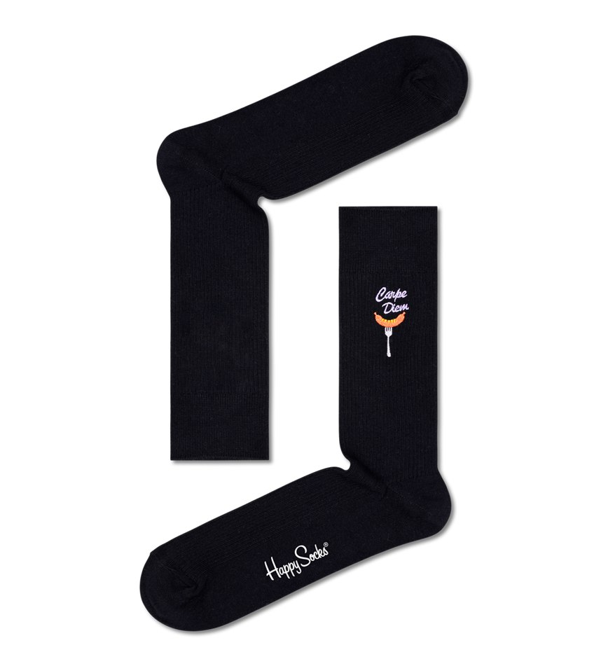 Chaussette Happy Socks Ribbed Embroidery Carpe Diem | GDS-7635716