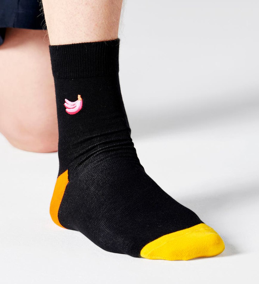 Chaussette Happy Socks Embroidery Banana 1/2 Crew | OXW-7466884