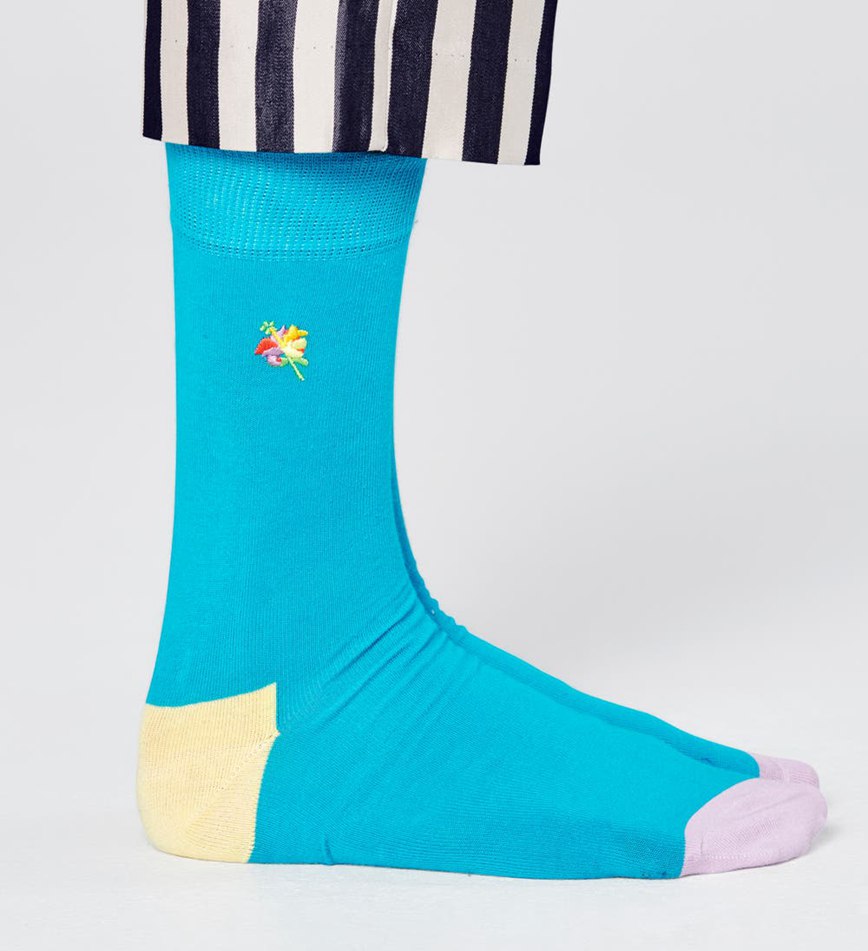 Chaussette Happy Socks Embrodiery Hibiscus | YHG-4570523