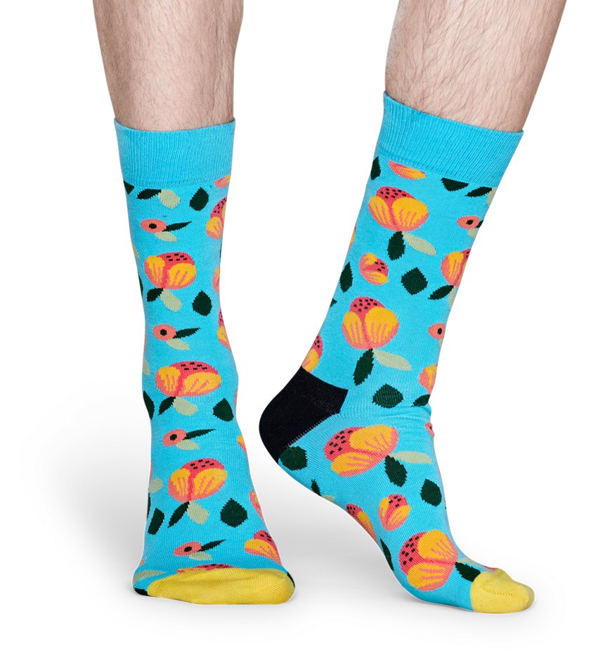 Chaussette Happy Socks Flower Light blue | NLJ-8013607