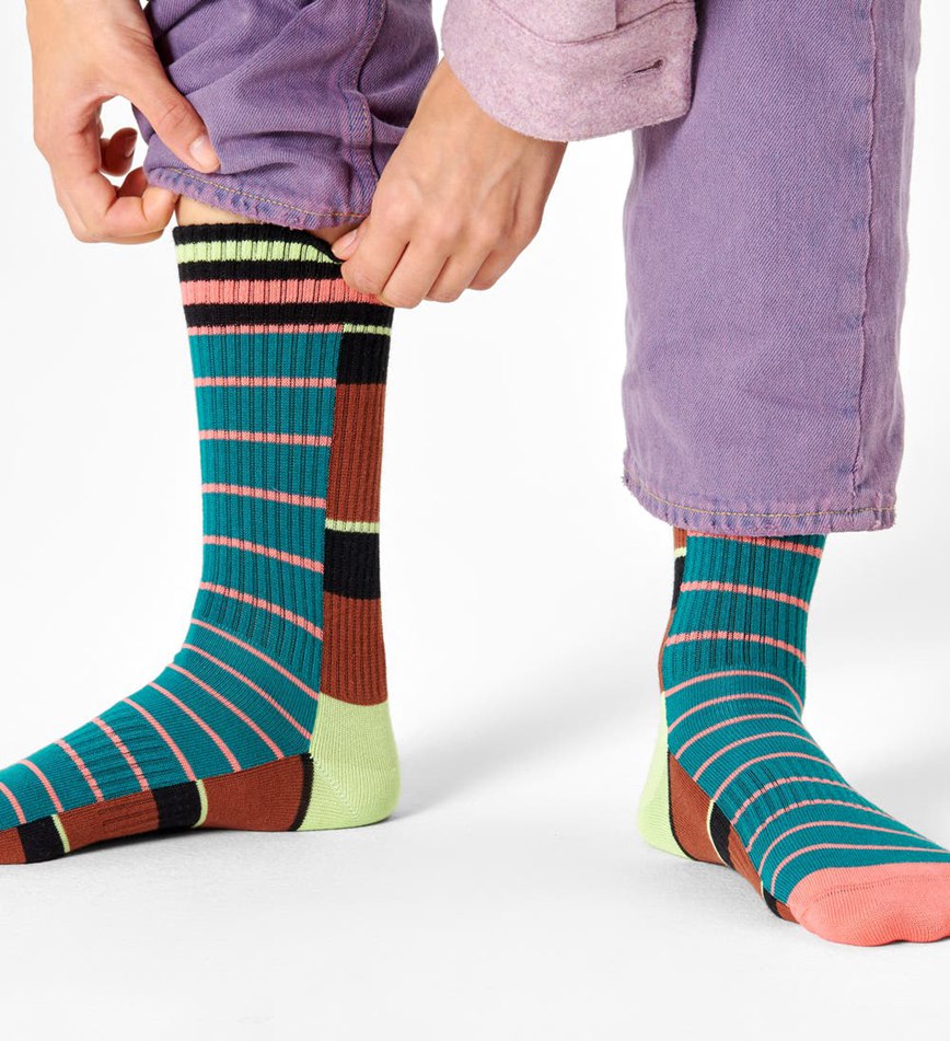 Chaussette Happy Socks Half Half Thin Crew | ILO-2202061