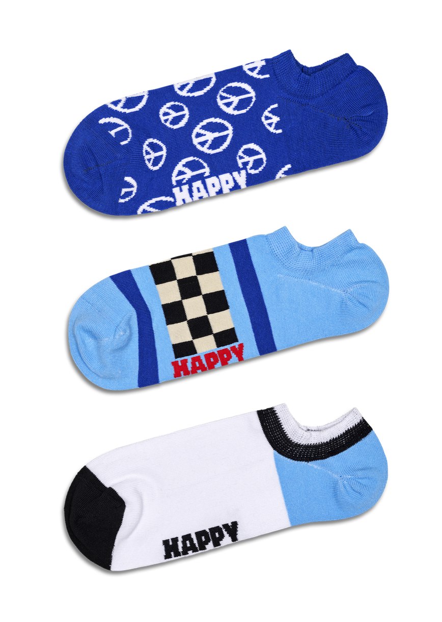 Chaussette Happy Socks 3-Pack Blue Peace No Show | HTQ-7366648