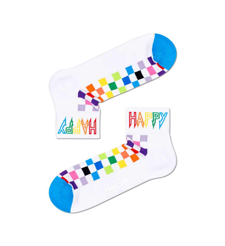 Chaussette Happy Socks Rainbow Check 1/4 Crew | KIS-4944587