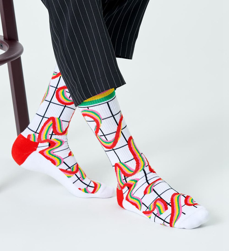 Chaussette Happy Socks Squiggly Rainbow Crew | BGV-8684633