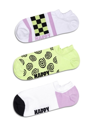 Chaussette Happy Socks 3-Pack Checked Stripe No Show | KTD-5779658