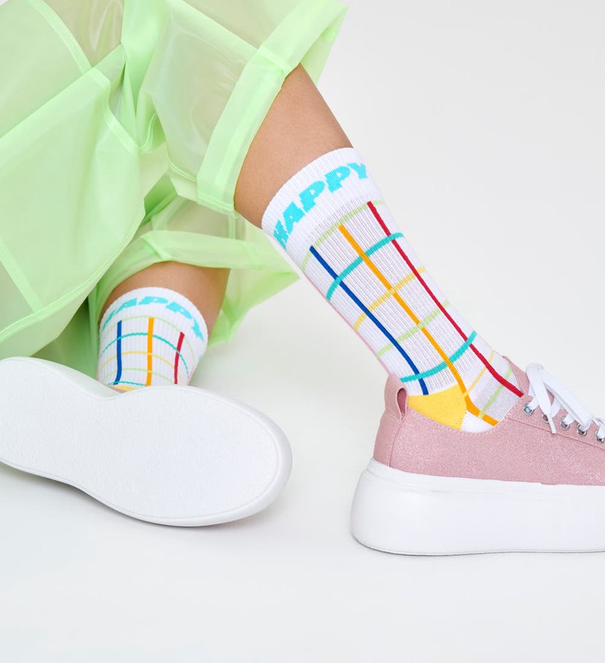 Chaussette Happy Socks Color Grid Crew | UYU-0146654