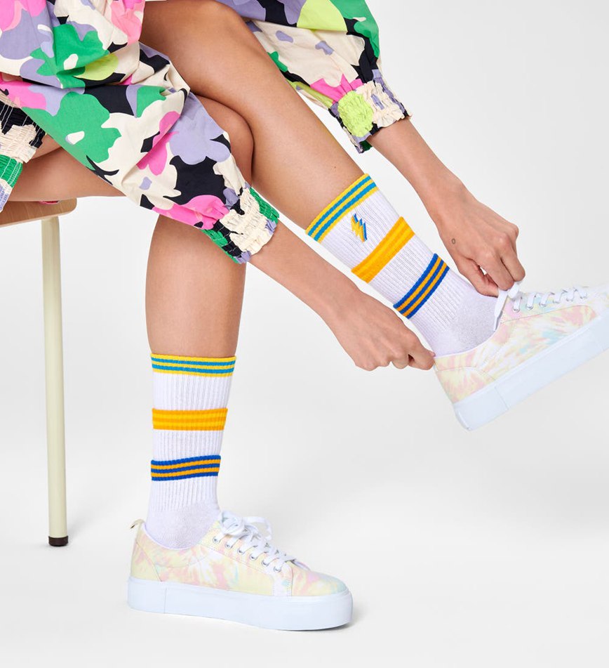 Chaussette Happy Socks Colors Cuff Thin Crew | ZQI-0389972