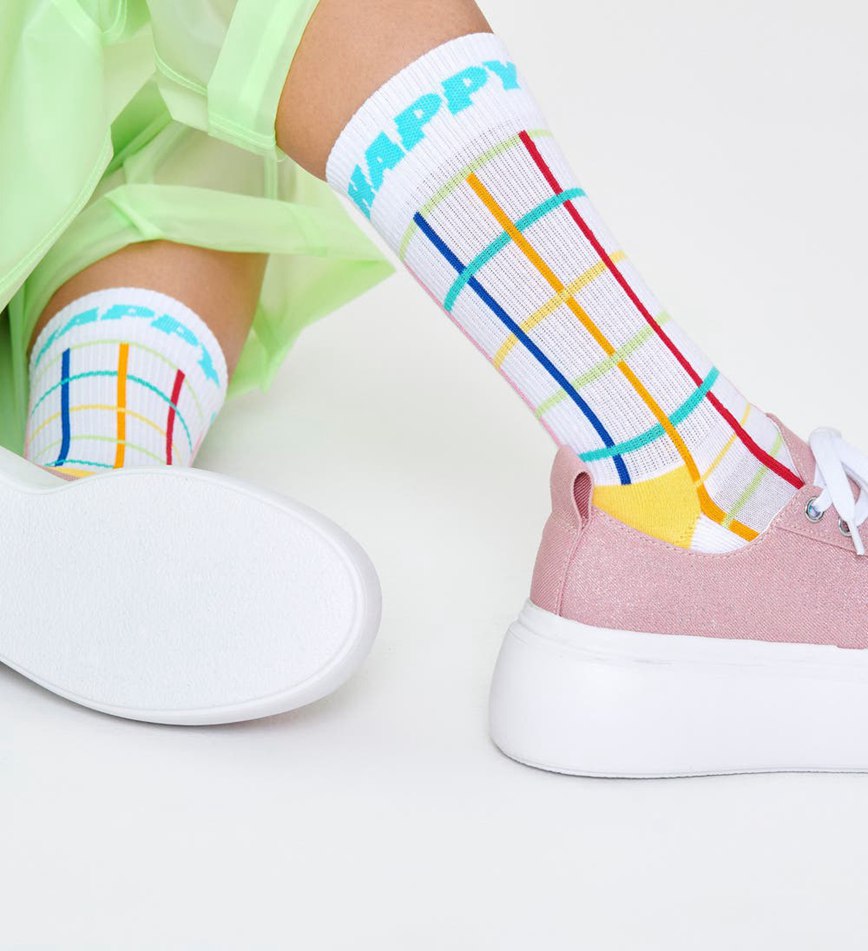 Chaussette Happy Socks Color Grid Crew | UYU-0146654